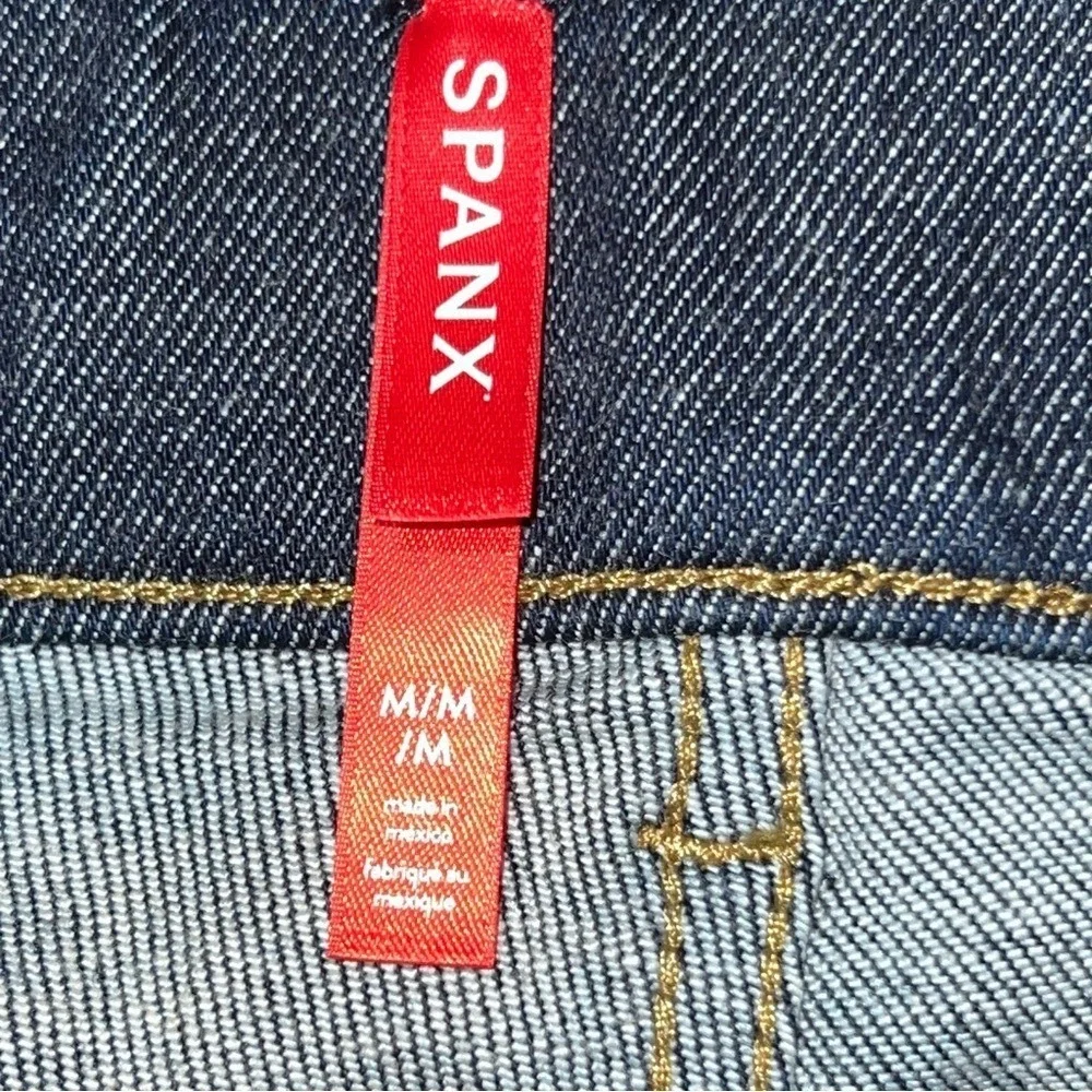 Spanx Straight Leg Woman's Denim Pants Raw Indigo Pull On Sz‎ Medium